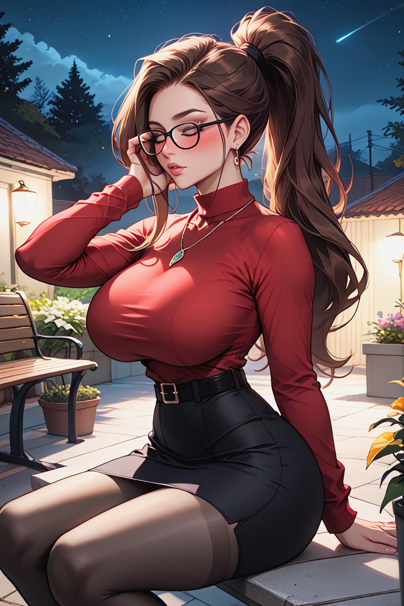 Waist, Gigantic Perfect Boobs, Full-face Blush AI Porn