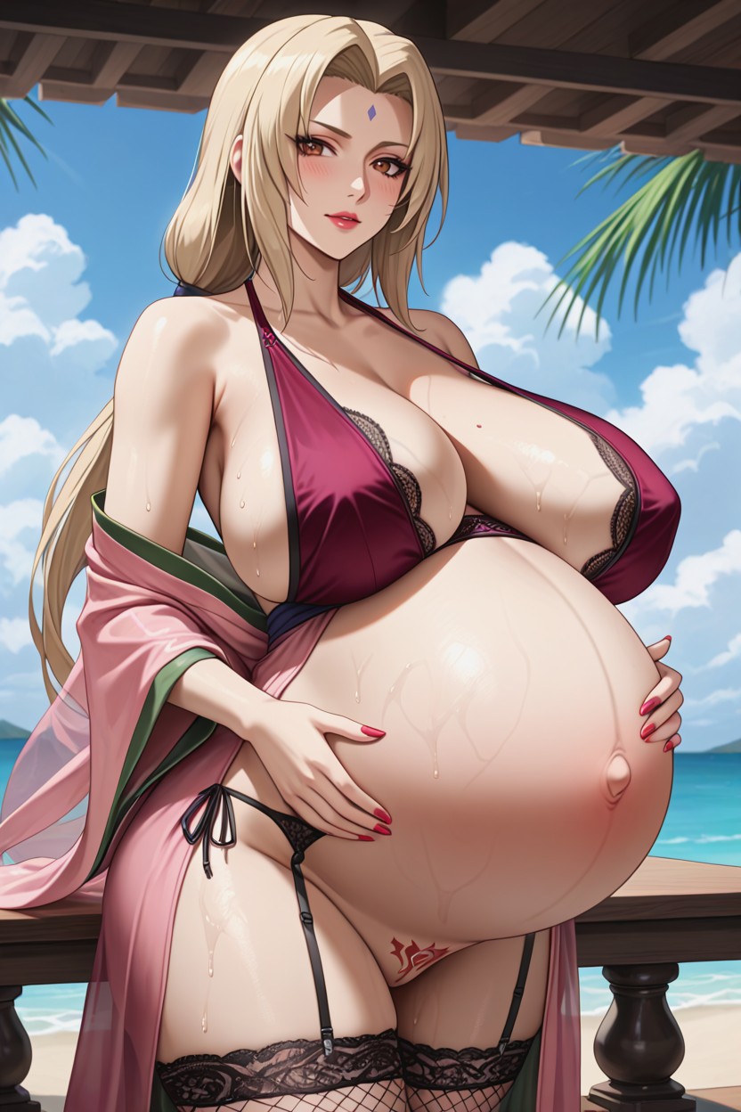 Bare Back, Wet Kimono Dress, Veiny Tits Hentai AI Porn