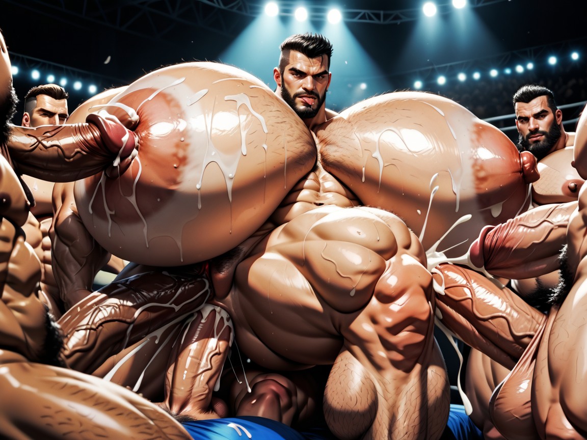 Rough Chiseled Tough Looking Men, Massive Muscles, Full Body AI Porn