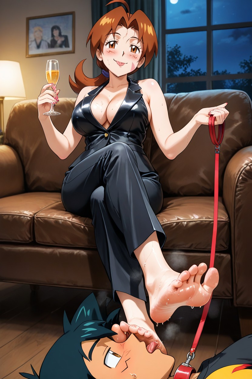 Very Detailed Image, Barefoot, Chic Living Room Hentai AI Porn
