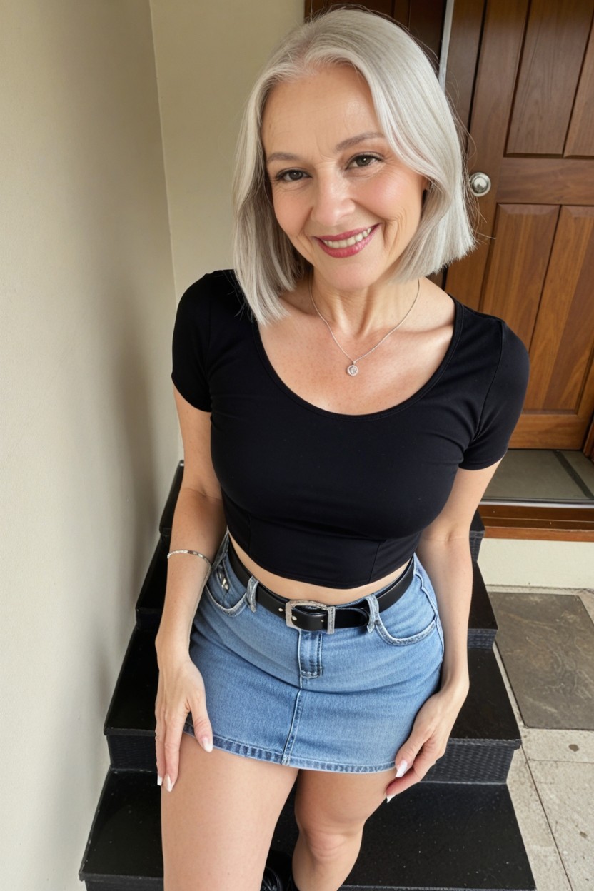 Perfect Skin, Perfect Face, Gray Hair AI Porn