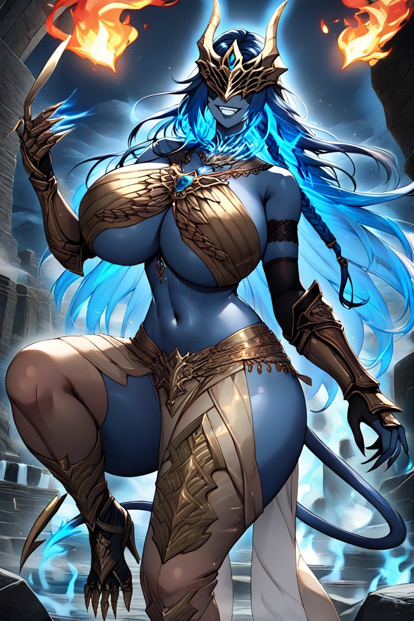 Tight Dark Blue Silk Turtleneck, Ass Bigger Than Torso, Dark Red Loose Silk Harem Pants AI Porn