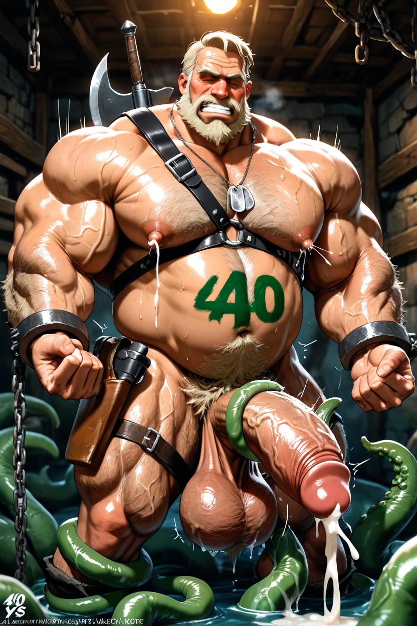 Harness, Very Wide Shoulders, Handsome Barbarian Daddy Warrior AI同性戀黃片