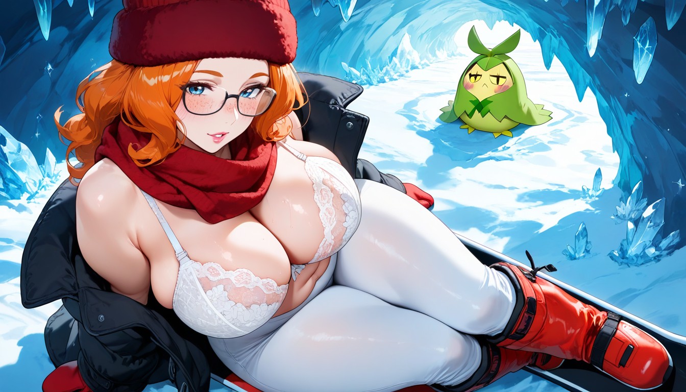 Black Ski Coat, Woman Hugs Swadloon, Campfire Is Only Source Of Light Porno IA Hentai