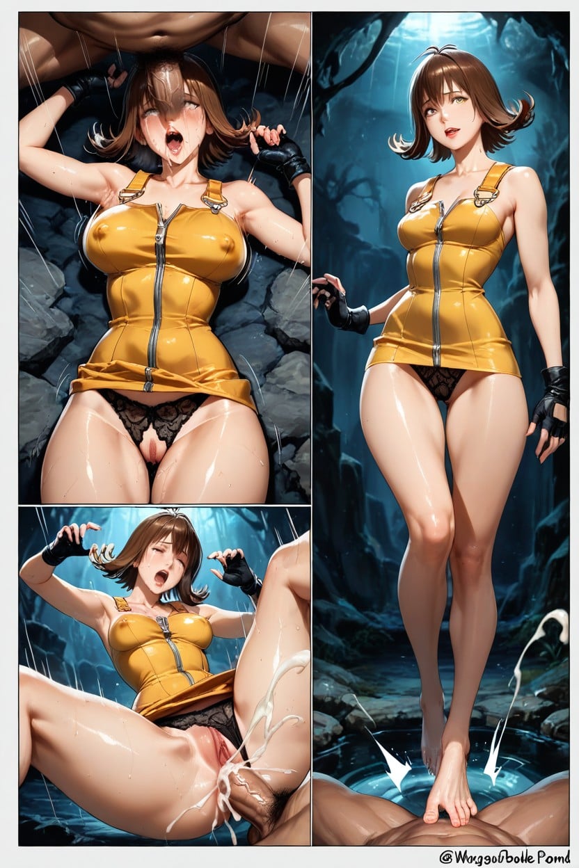 Non-geometrical Panels With Irregular Black Borders, Full Lips, Arched Hentai AI Porn