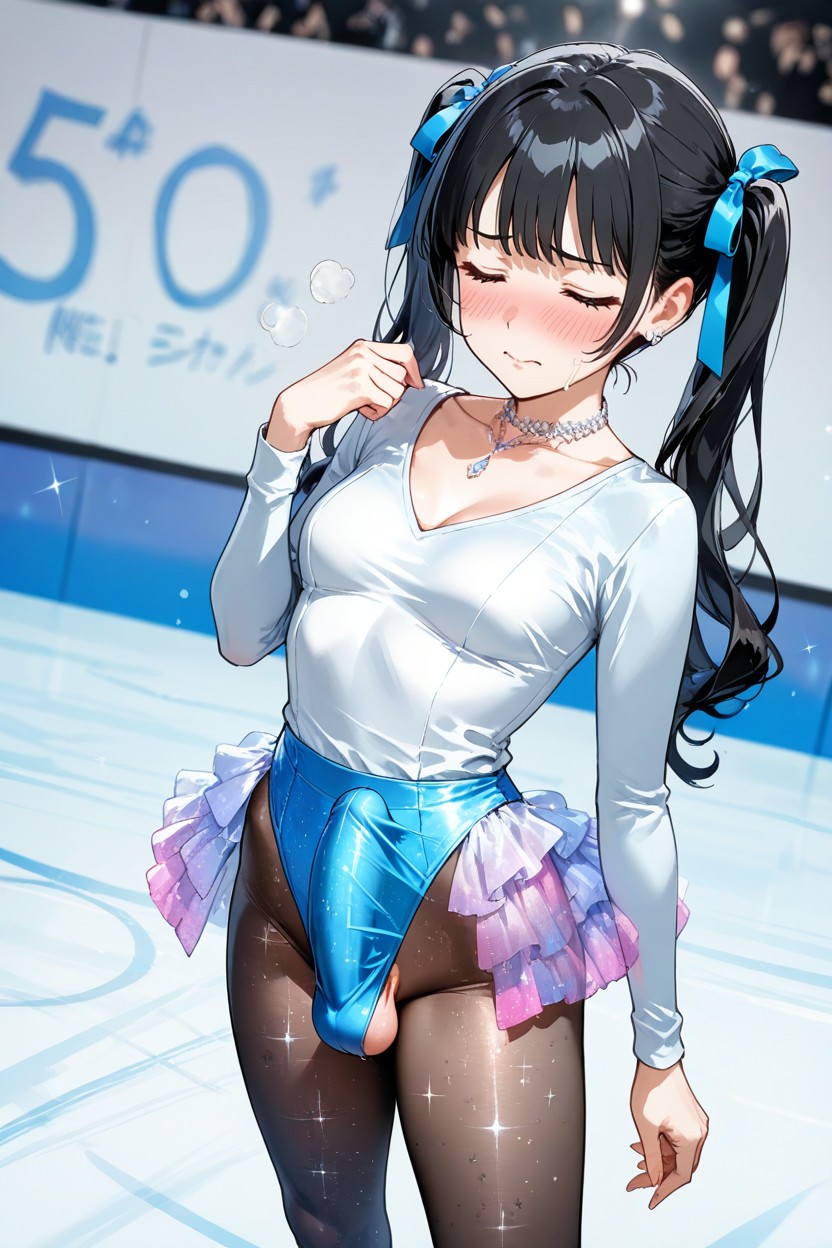 Black Hair, Shy, Mussive Cumshot Hentai AI Porn