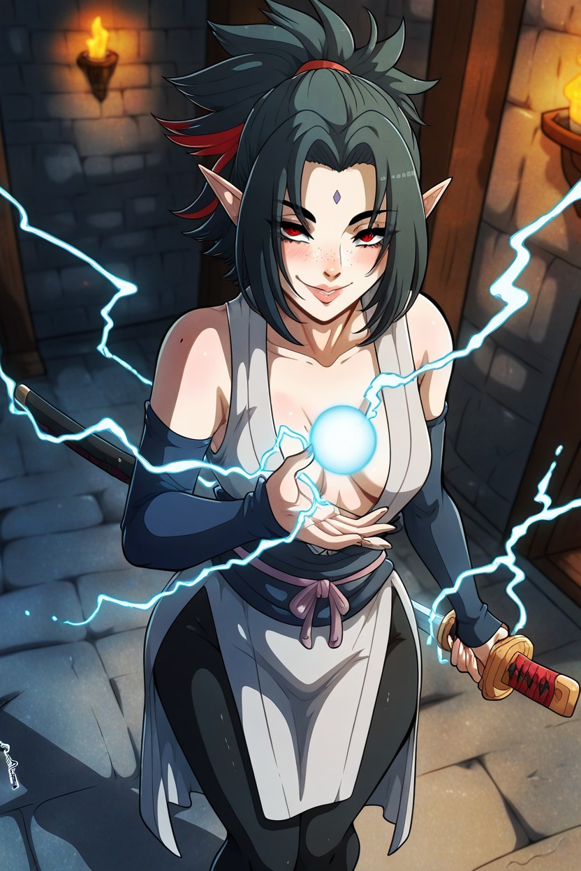 No Shirt, Freckles, Dungeon Hentai AI Porn