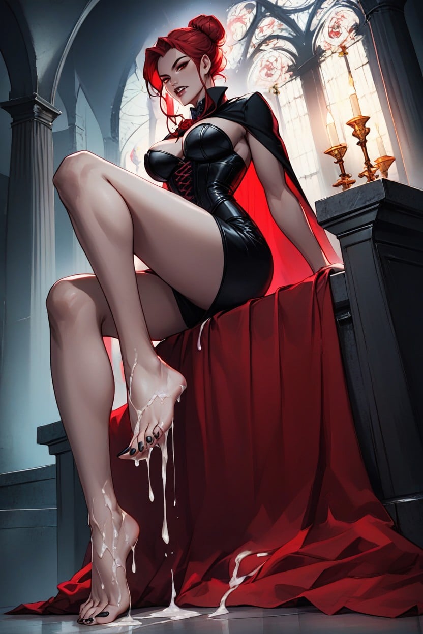 Black Toenails Polish, Black Boots, Curvy Hentai AI Porn