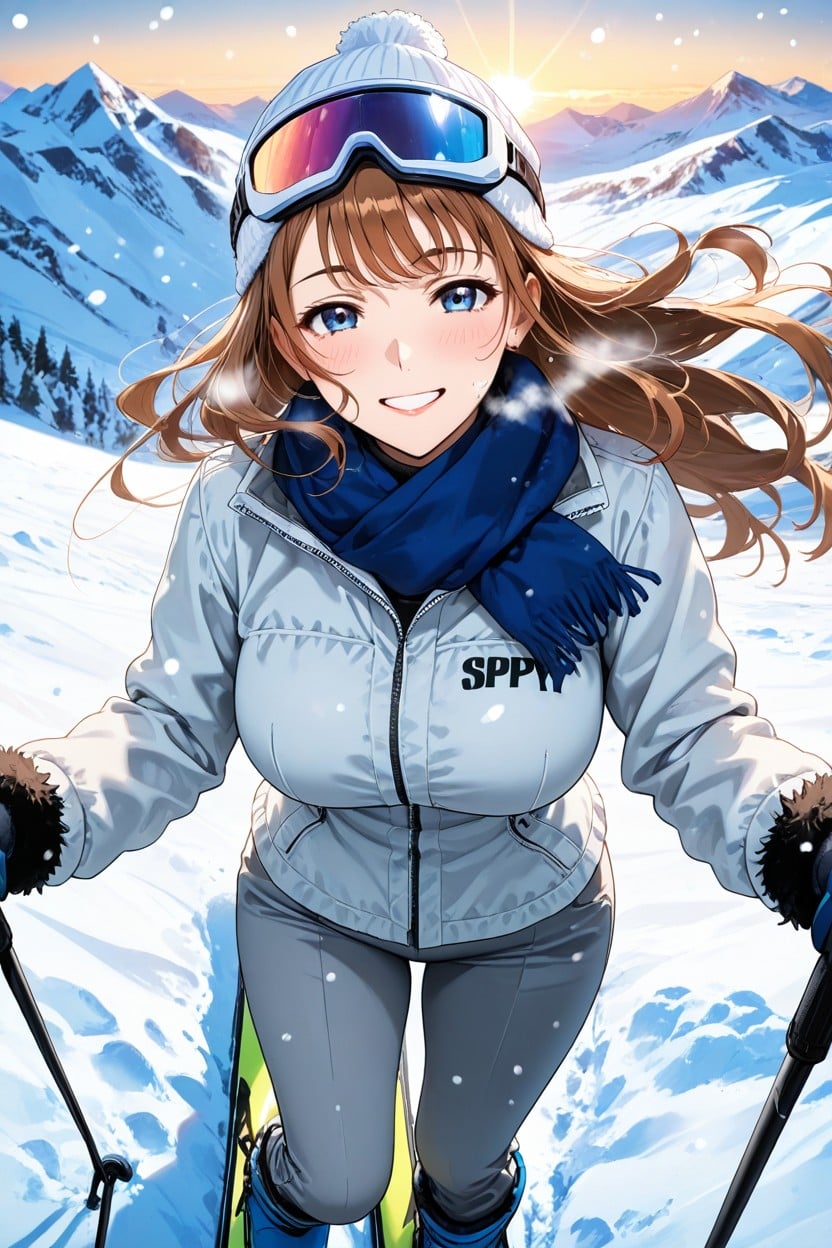 Ski Goggles On Forehead, Grey Ski Pants, 18+ Hentai AI Porn