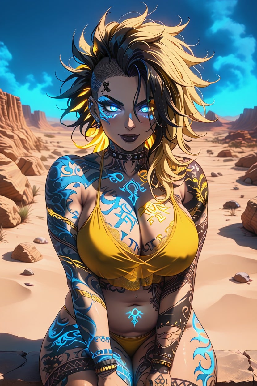 Pelo En Punta, Wide Hips, Bajo Corte Hentai IA