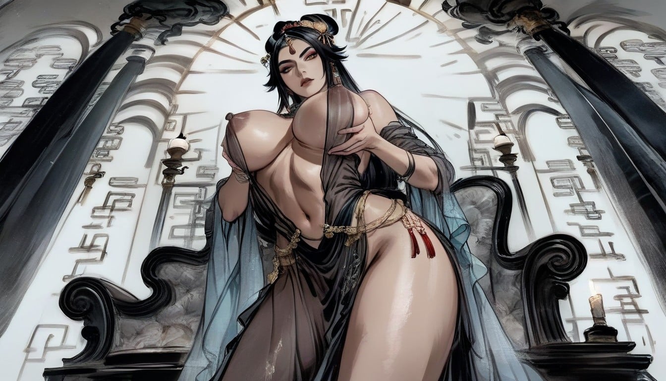 Dark Swollen Long Nipples, Ultra Detail, Serious Hentai AI Porn