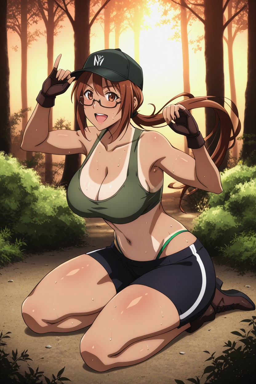 Tank Top, Ponytail, Delgada Porno IA