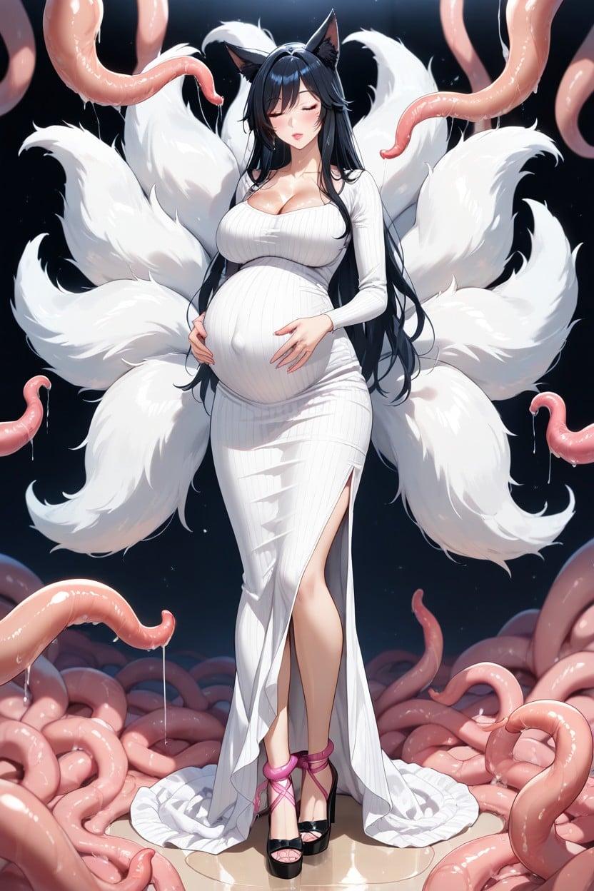 Knitted Dress, Closed Neck Dress, Dress Hentai AI Porn