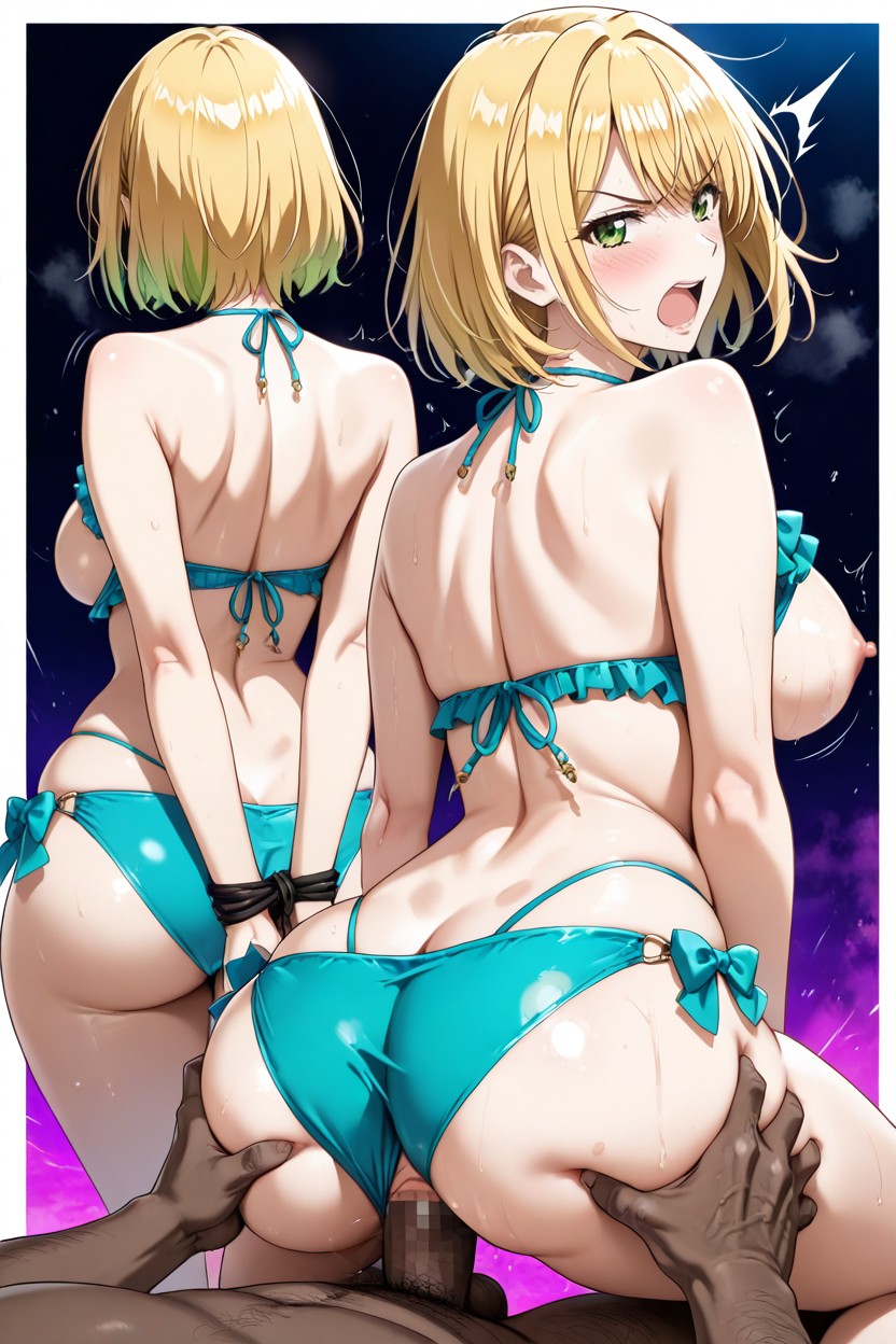 Rear View, Cowgirl Sex Press, Open Mouth Hentai AI Porn