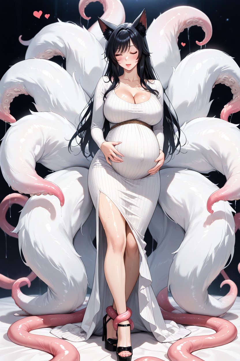 Knitted Dress, Sexy Body, High-necked Dress Hentai AI Porn