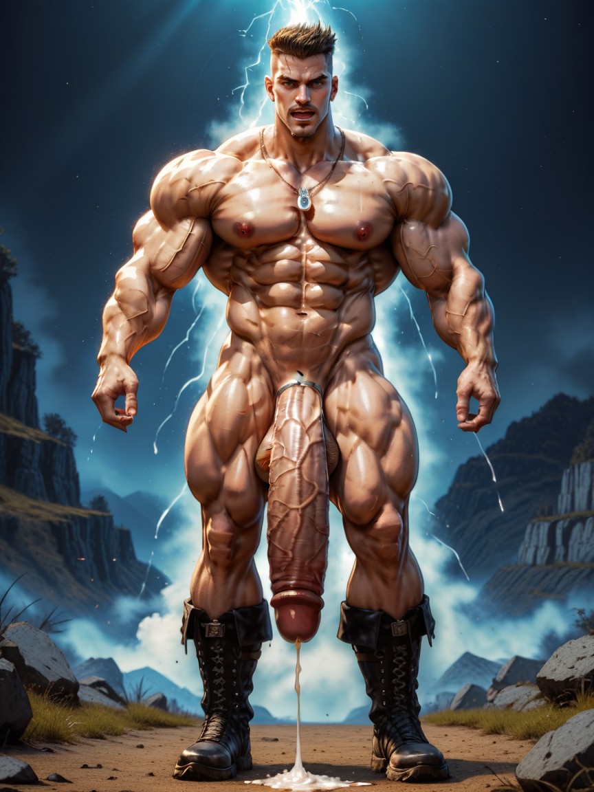 Beautiful Lighting, Huge Sculpted Body, Corps Entier Porno IA Gay