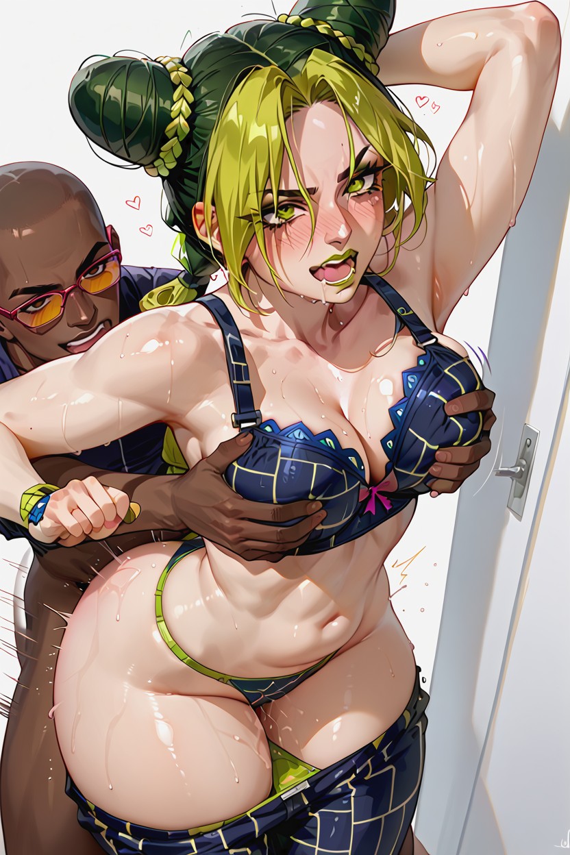 Ass Bouncing While Man Fucks Jolyne, Jolyne Standing, Front View Hentai AI Porn