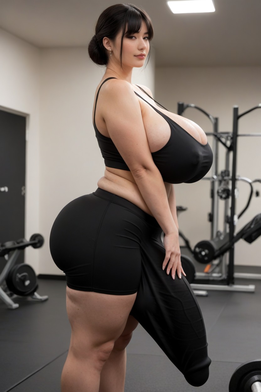 One Hand Stroking Her Gigantic Cock Bulge, Thunder Thighs, Fat Rolls Porno IA transsexuelle