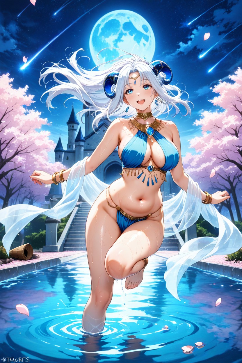 Ditailed Face, Topless, Floating Castle Hentai AI Porn