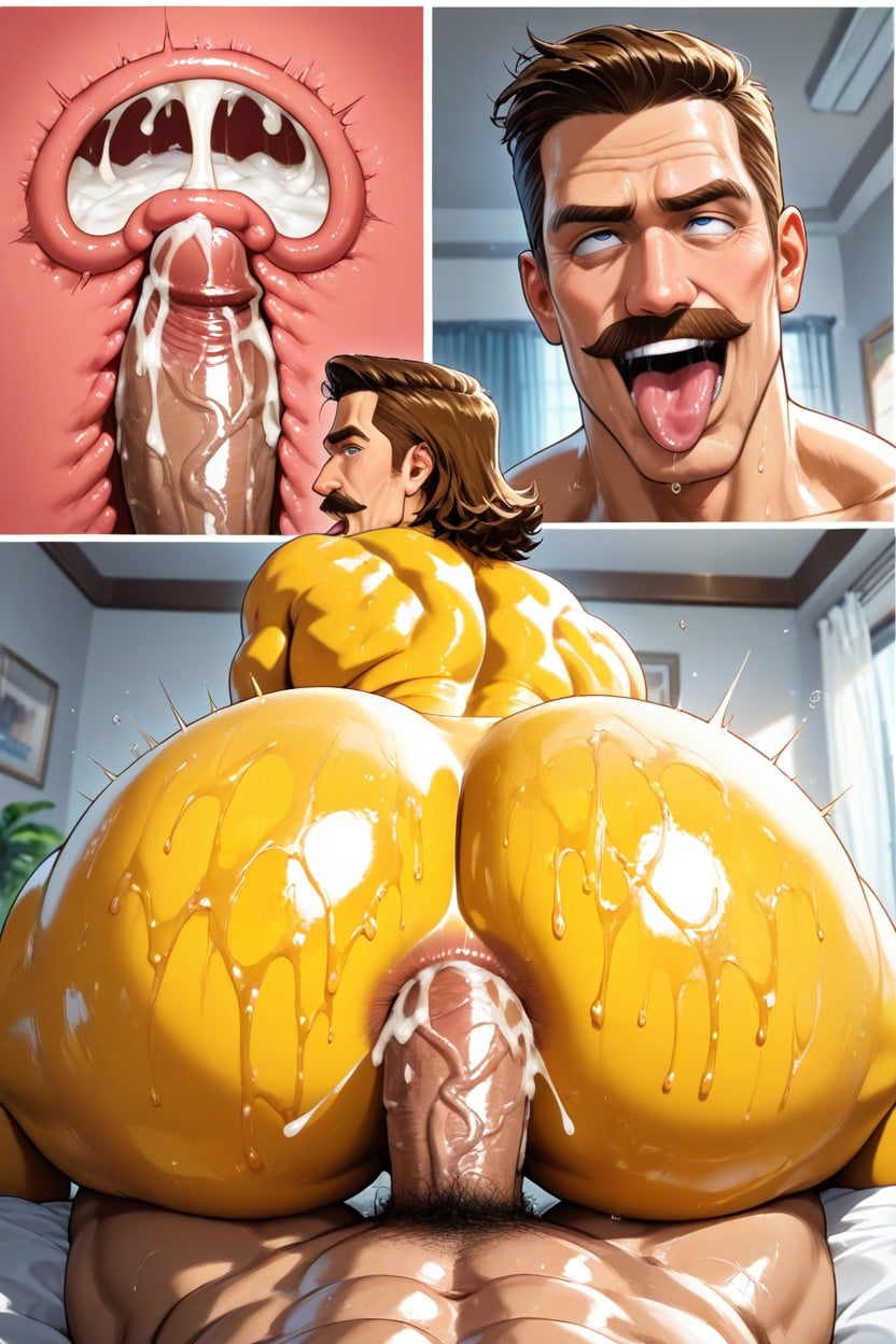 Ahegao, Sweaty, Light Body Hair Porno IA Gay
