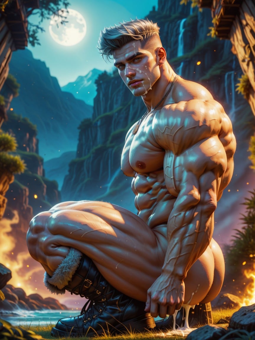 Peau Pâle, Magic Hour, Silver Ornate Knight Boots Porno IA Gay