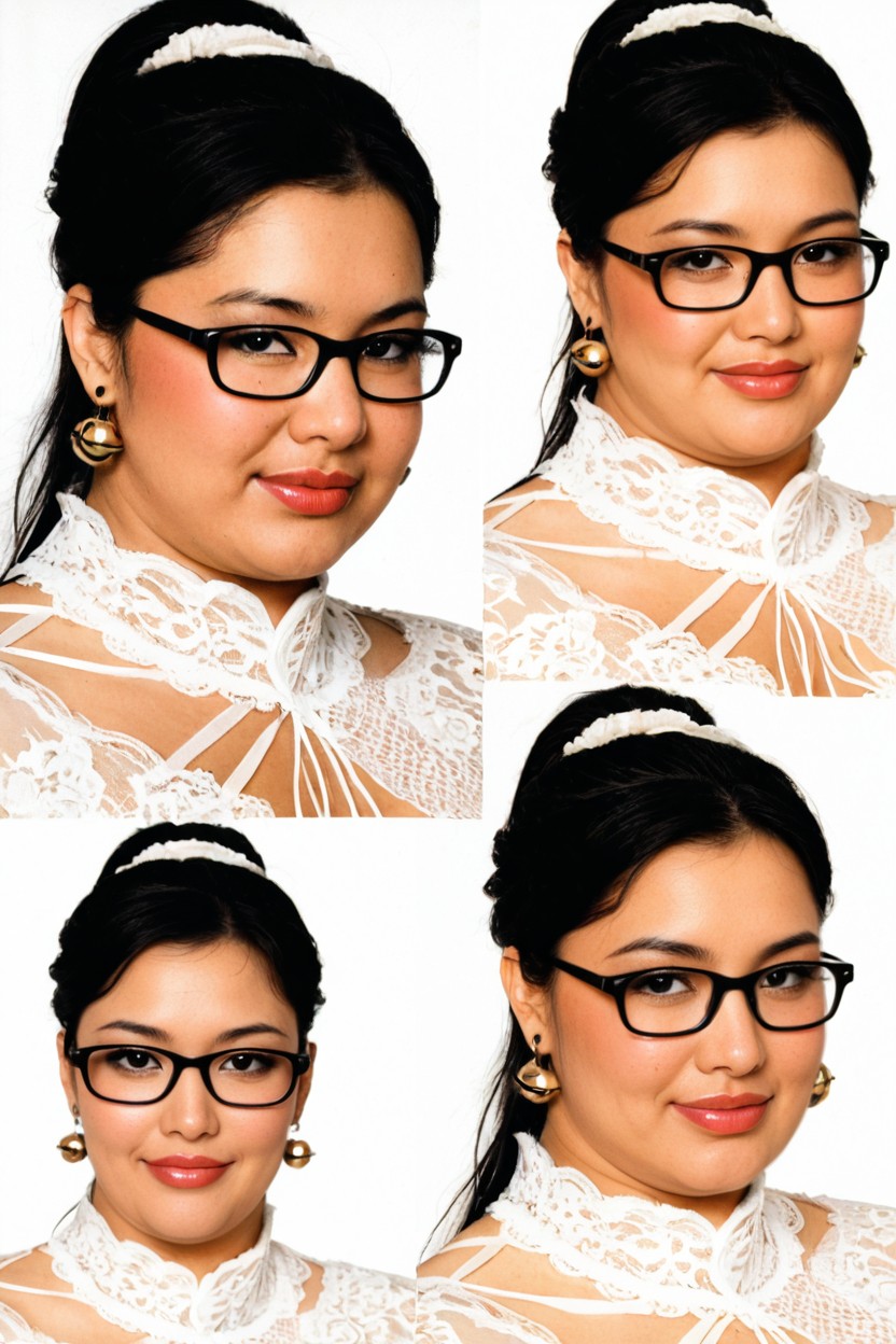 Four Views Of Same Woman, Face Close Up, Portrait BBW AI Porn
