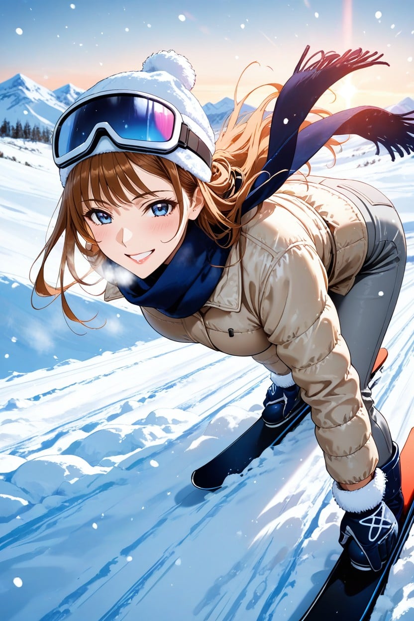 Looking At Viewer Happy Smile, 18+, Fur Ski Cap Hentai IA