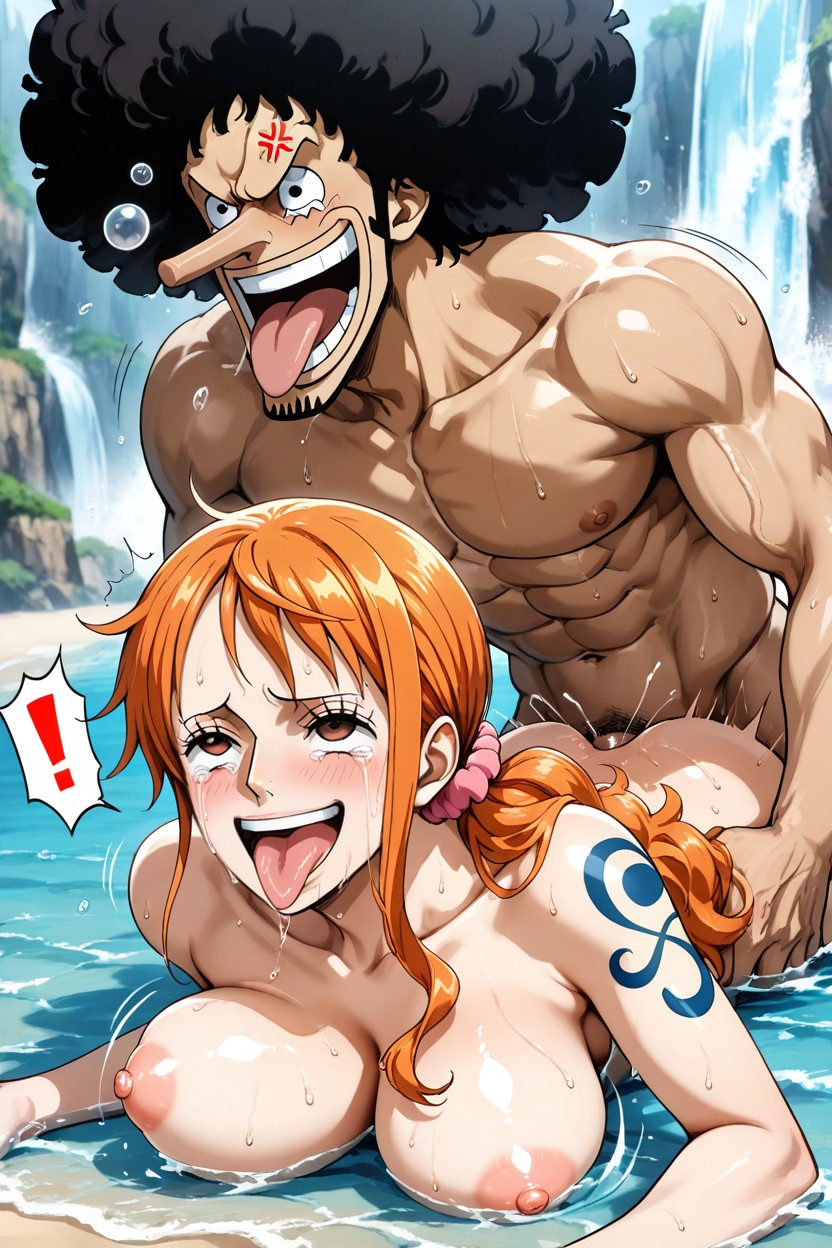 Tongue Out, Moaning, Low Side Ponytail With Pink Scrunchie Hentai AI Porn