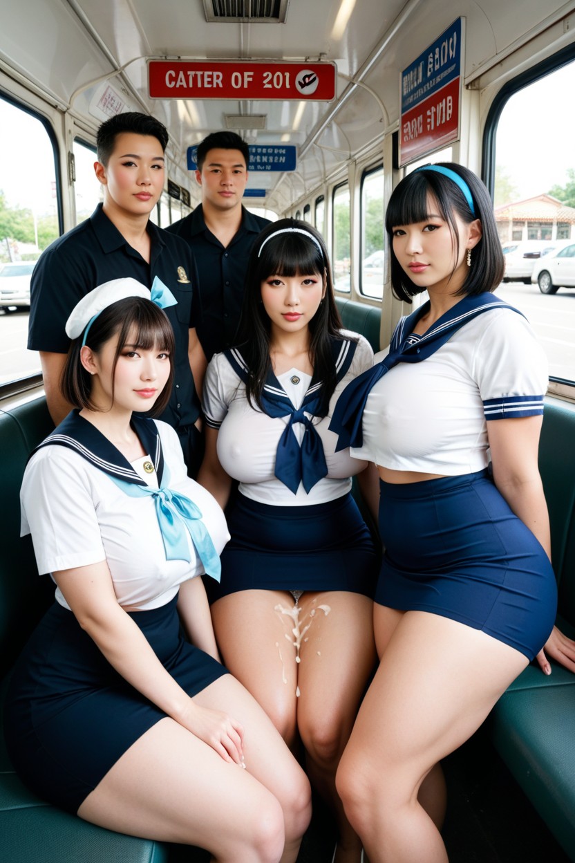 View From Above, Mini Skirt, Black Hair AI Porn