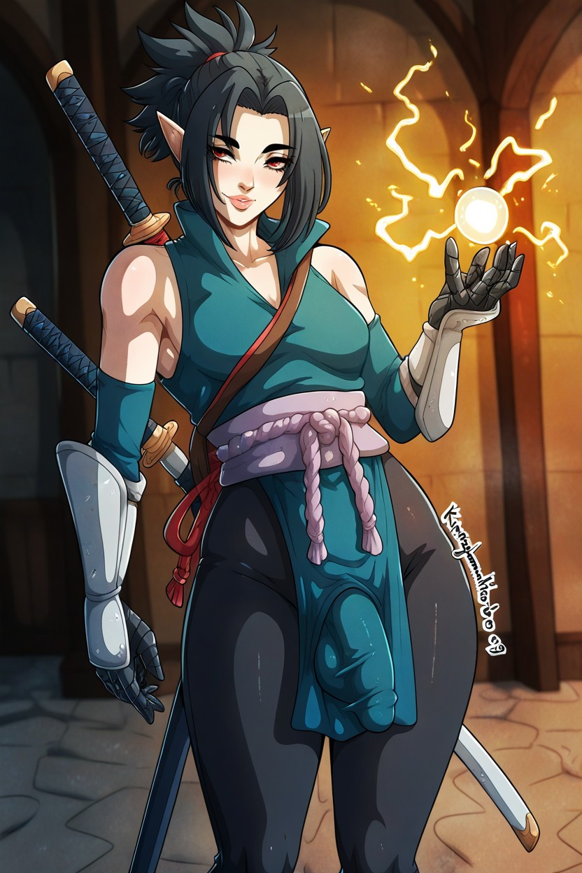 Naked, 18+, Ponytail Hentai AI Porn