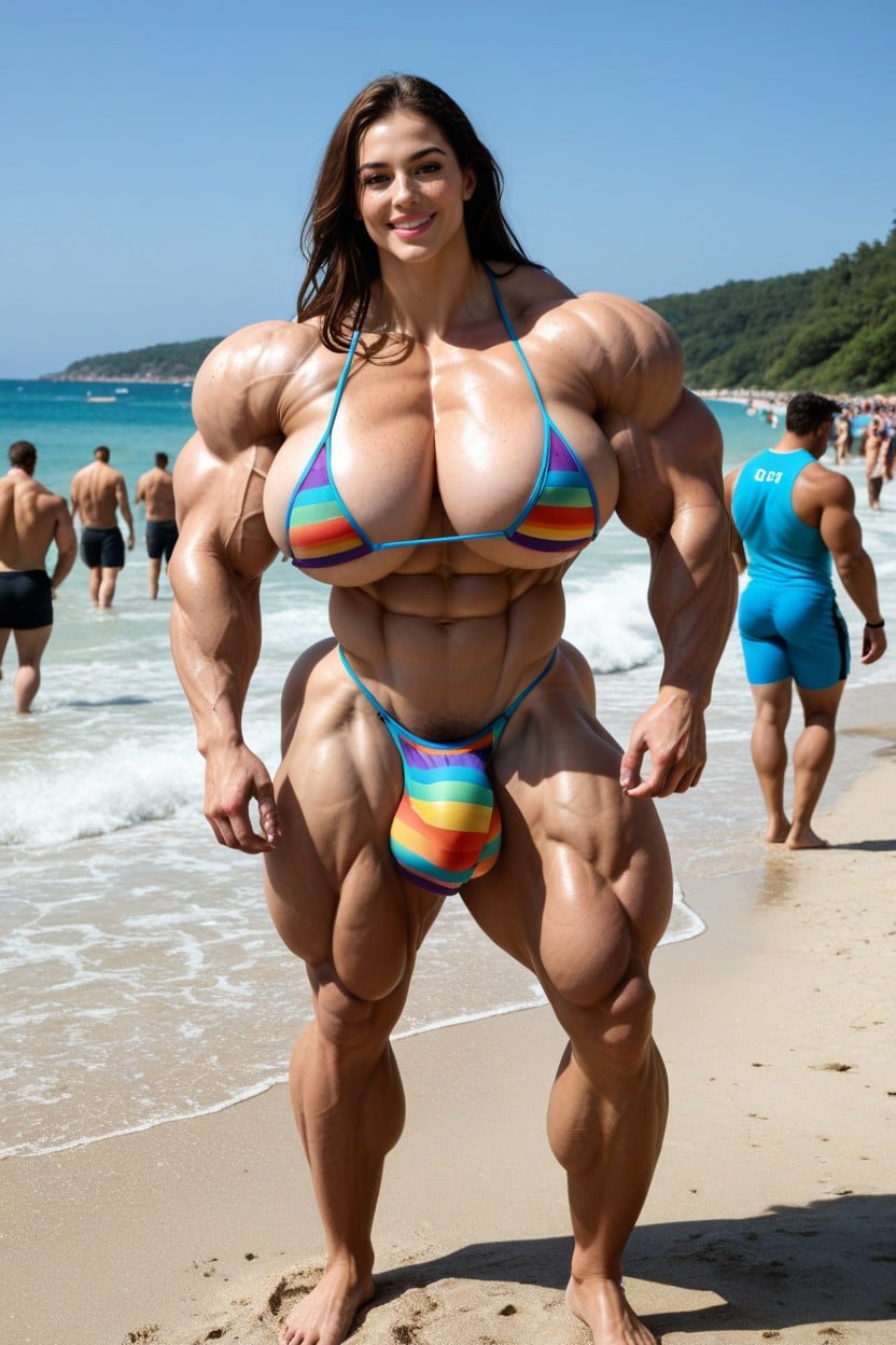 Muscular Female, Poitrine Moyenne, Futa Is Taller Porno IA transsexuelle