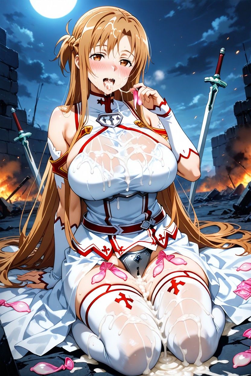 Excessive Cum On Face, Long Flowing Hair, Skinny Hentai AI Porn