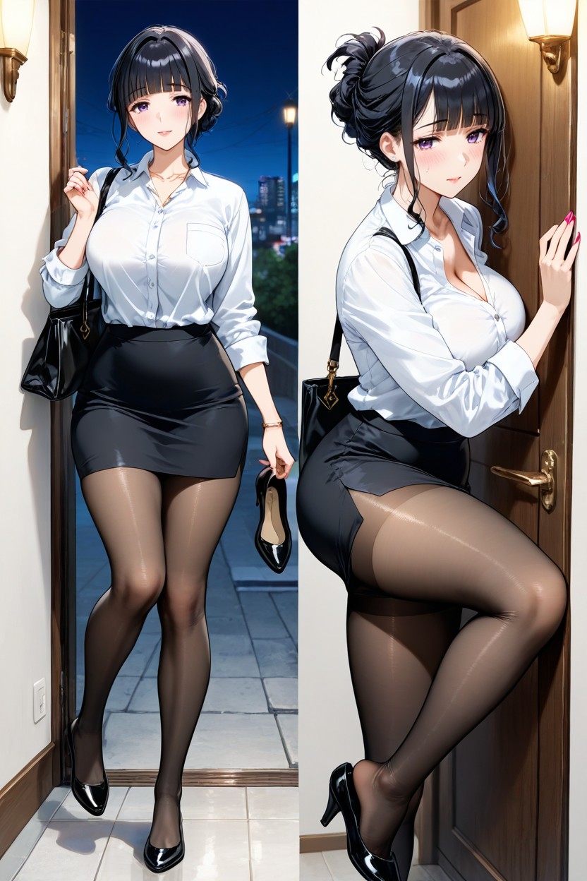 Handbag Hangs From Her Elbow, Pantyhose, 18+ Hentai AI Porn