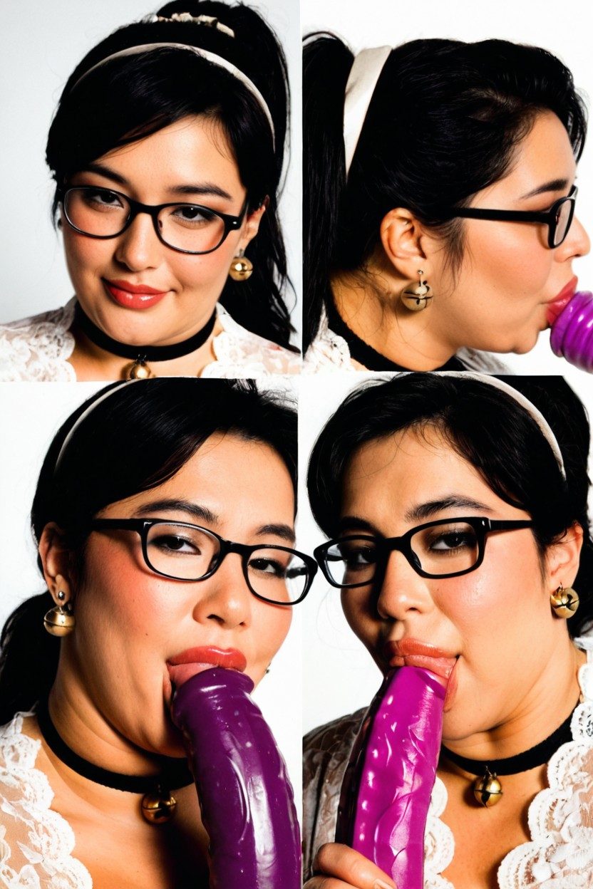 Plump Large Lips, Id Photo Style Image, Four Views Of Same Woman BBW AI Porn