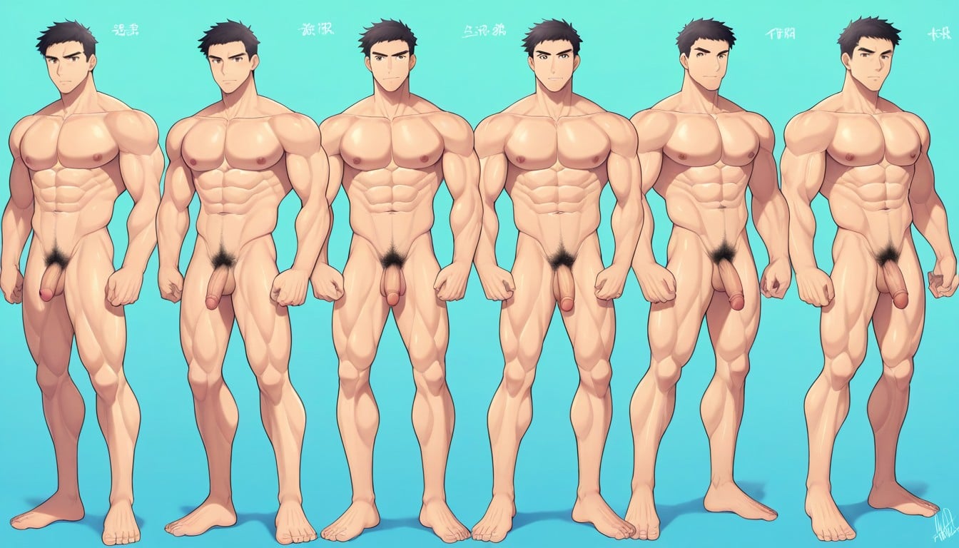 En Forme, Muscular Builds, Cheveux Très Courts Porno IA Gay