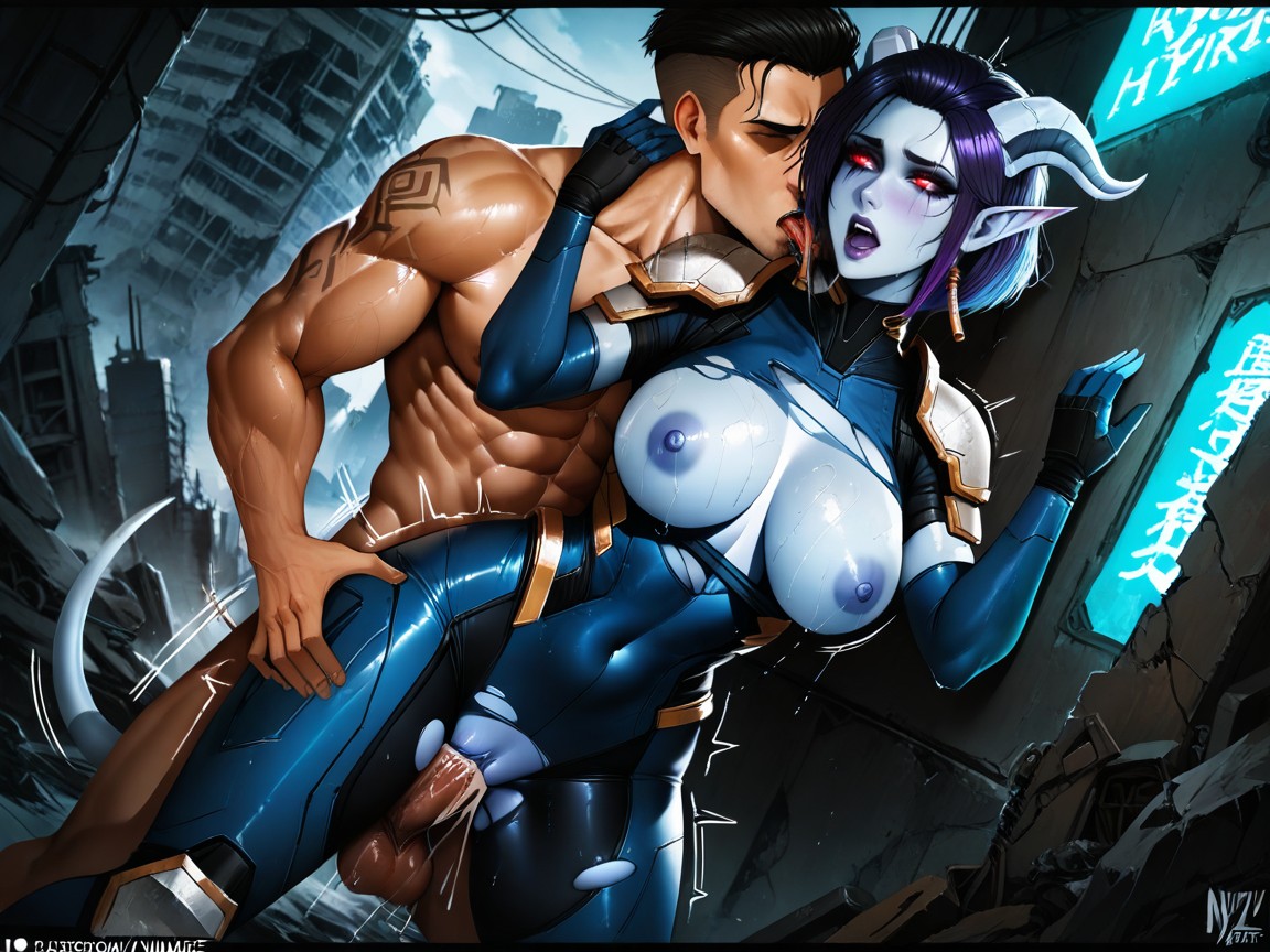 Muscular, Perfect Anatomy, Neon Light Hentai AI Porn