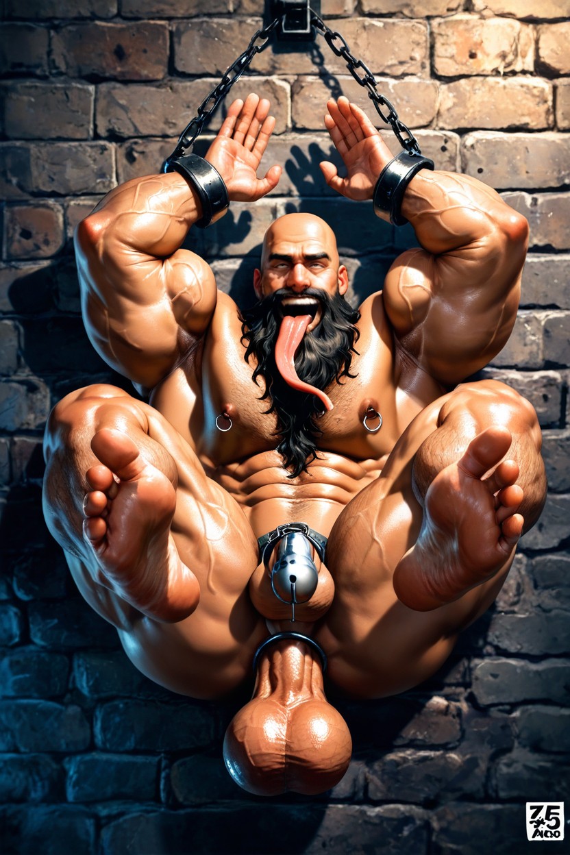Long Beard, Hairless Body, Legs Up Showing Ass AI Gay Porn