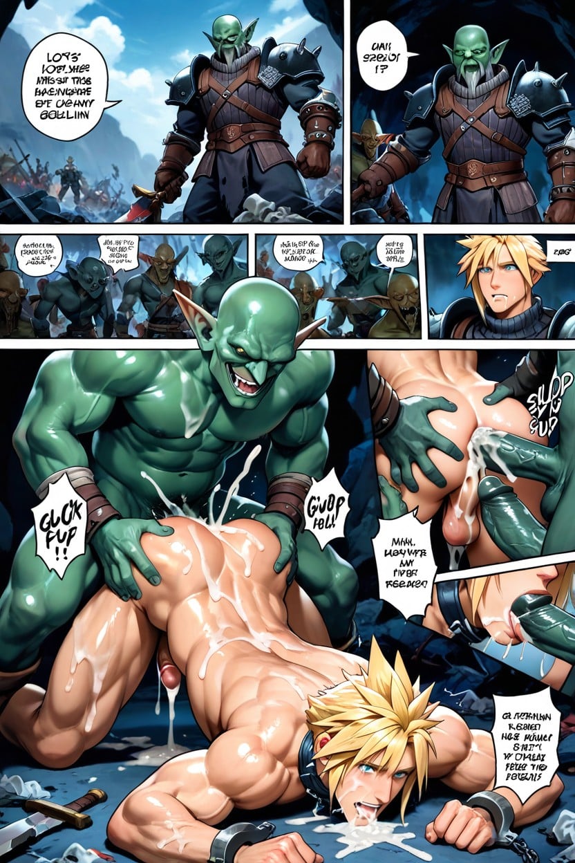 Blowjob, Sound Effect, Handsome Masculine Cloud Strife AI Gay Porn