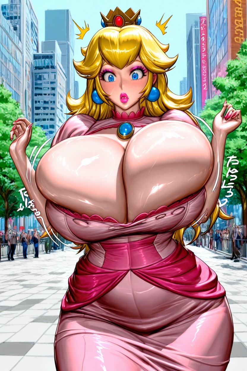 Colossal Hyper Breasts, Jiggling Breasts, Front View AI Porn