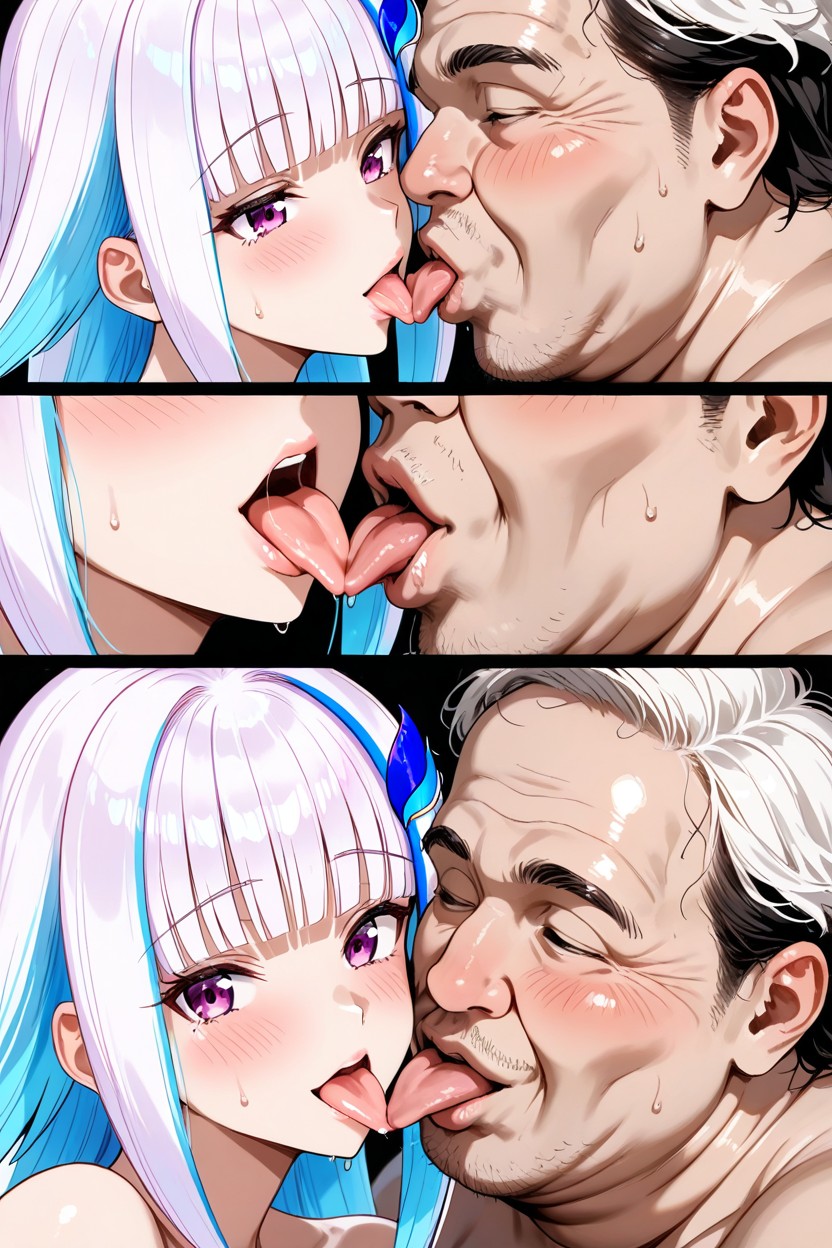Old Man, Tongue Out, White Hair Hentai AI Porn