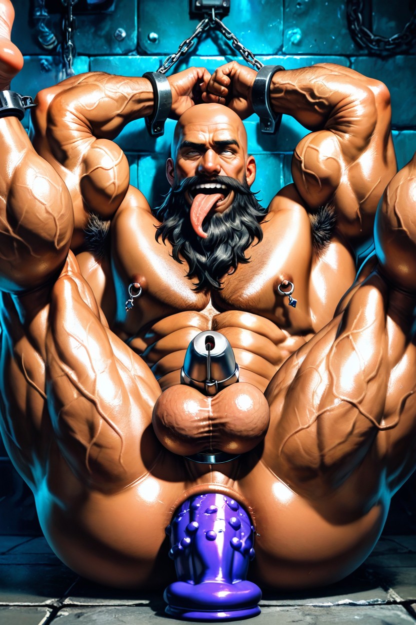 Ahegao, Long Beard, Huge Muscles Porno IA Gay
