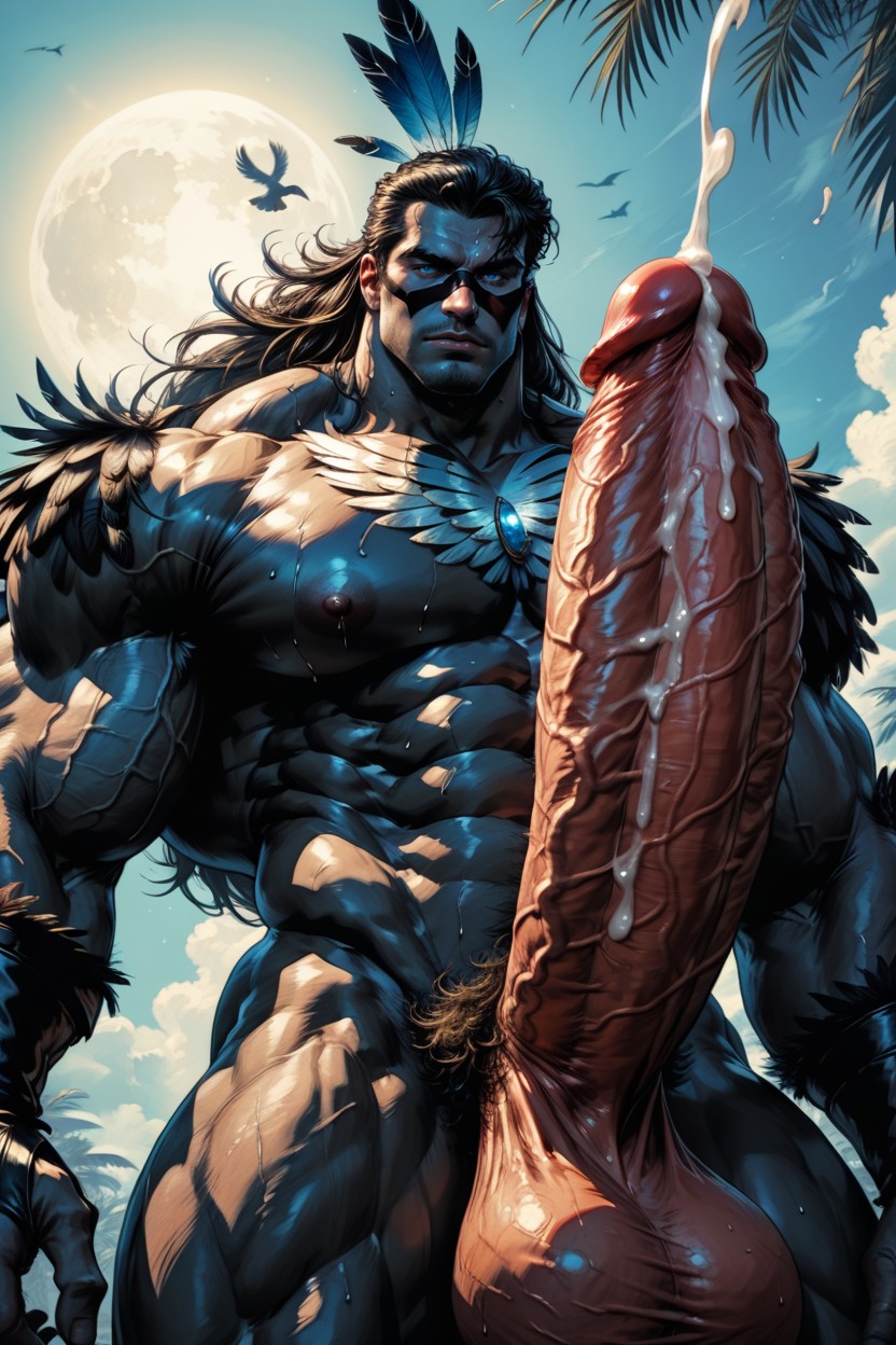 Beautiful Vibrant Colorful Scenic Background, Beautiful Lighting, Thick Pecs ゲイAIポルノ