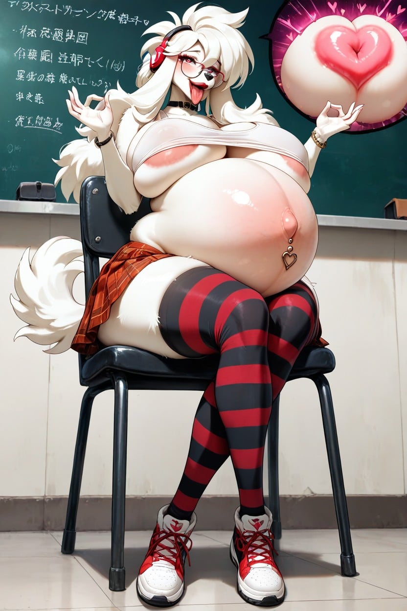 Furfrou Pokemon, Look At Viewer, Plaid Skirt Hentai AI Porn