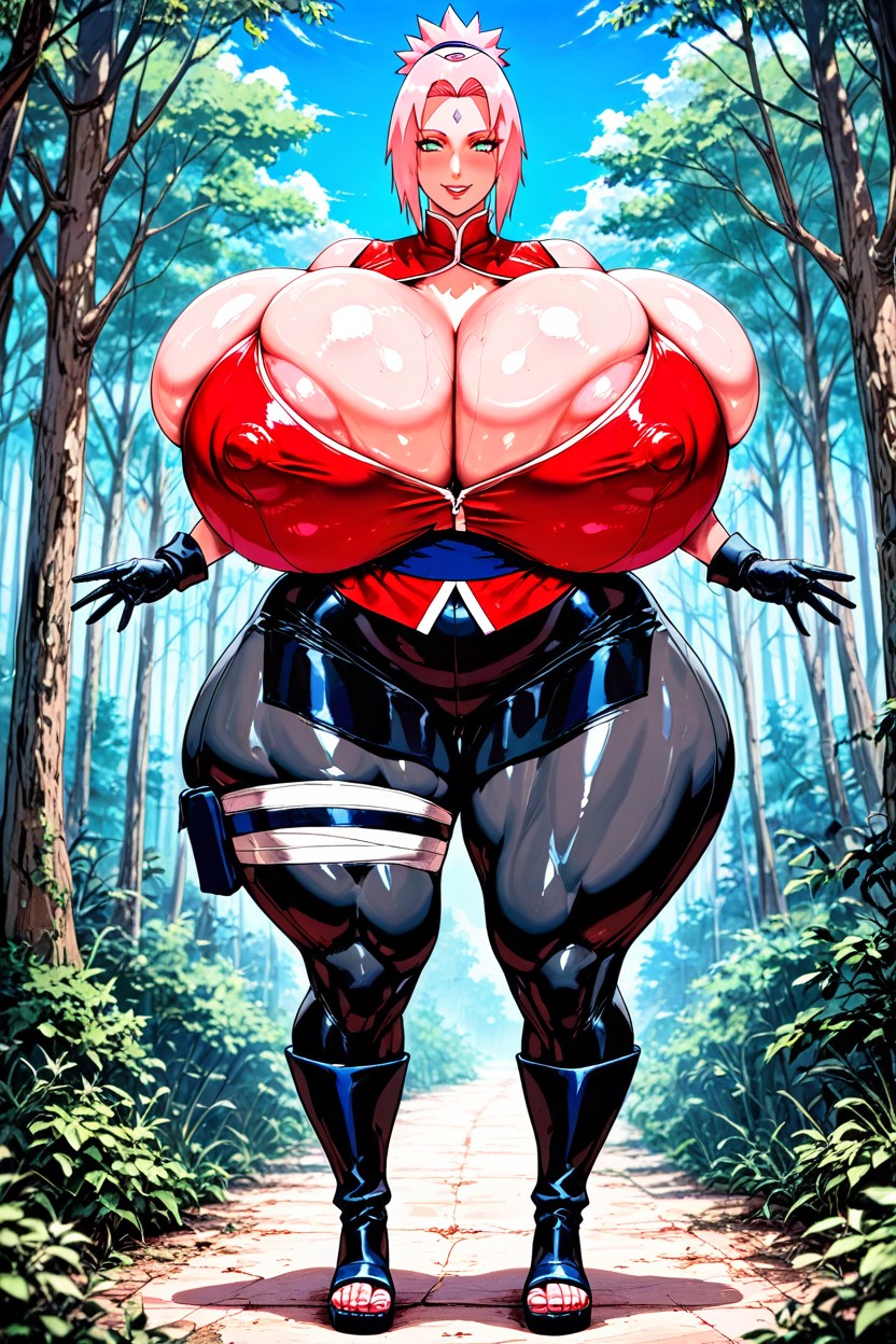 Deep Cleavage, Ass Bigger Than Body, Soft Squishy Breasts AIポルノ