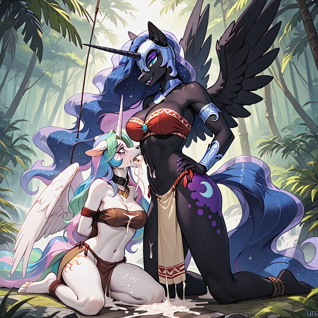 Black Collar, Hogtied, Nightmare Moon Spreaded Wings Furry AI Porn