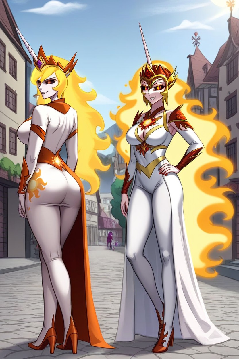 Two Women, Full Body View, Daybreaker Breasts Is Natural AI Porn