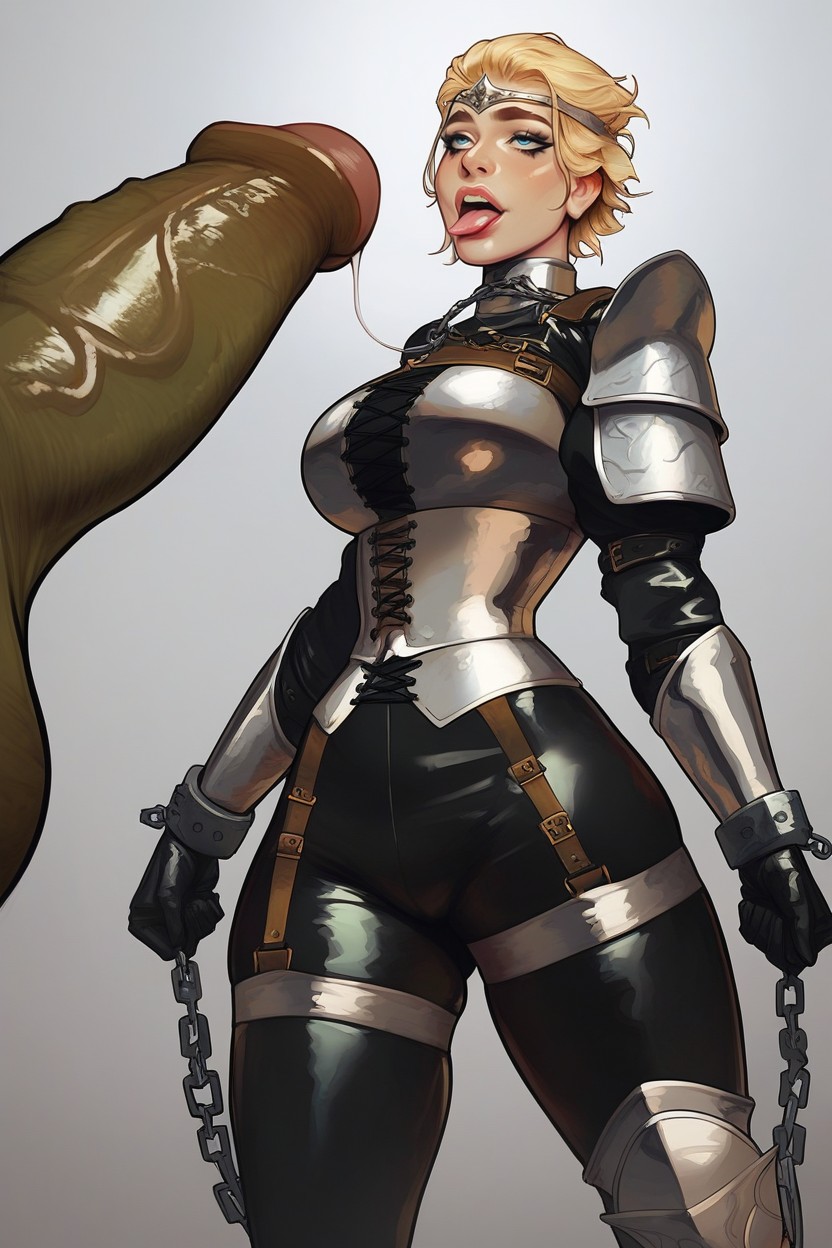 Gigantic Penis, Green Penis, Gold Trimmed Armour AI Porn