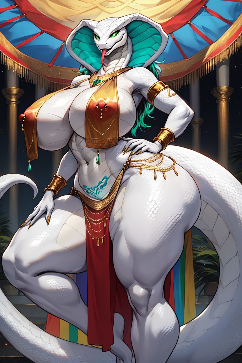 Detailed Scales, White Scales, Voluptuous Furry AI Porn