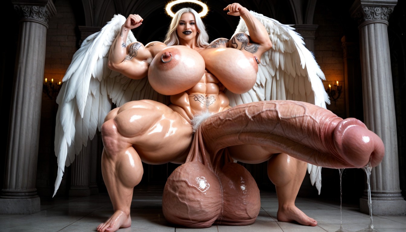 Hyper Hairy Testicles, Hourglass Figure, Massive Muscle Delts Shemale AI Porn