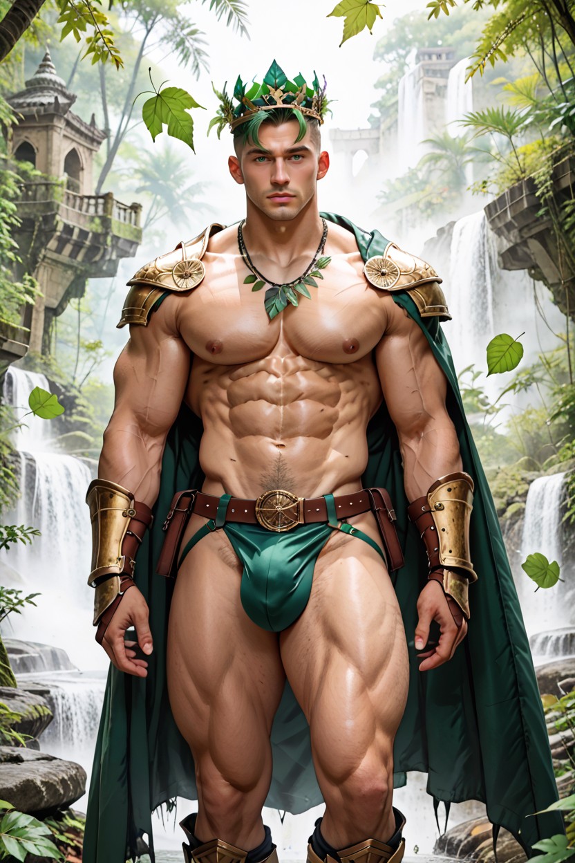 Well Defined Pectoral Muscles, Huge Arms, Leaves Green Crown Porno IA Gay